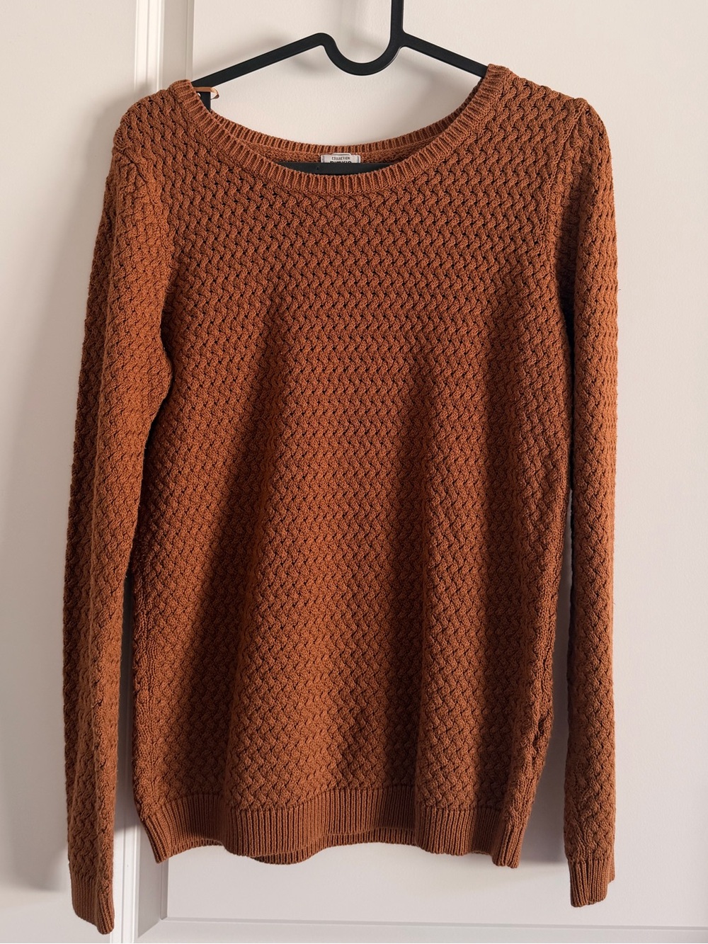 Women's Textured Crewneck Sweater in Rust